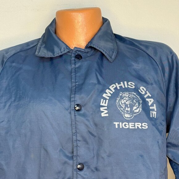 Vintage 1970s Memphis State University Jacket, MSU Tigers Windbreaker Chalk Line - Picture 2 of 5
